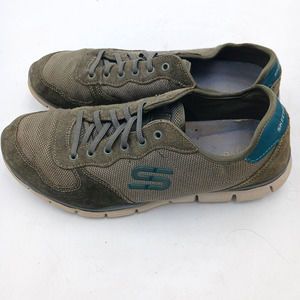 Skechers Womens Lace-up Sneaker‎ Green With Suede Trim Size 8.5 Us PreOwned